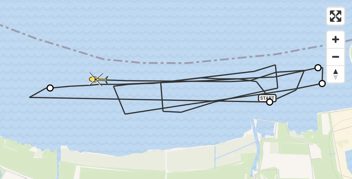 Routekaart van de vlucht: Kustwachthelikopter naar Klundert, Buitendijk West