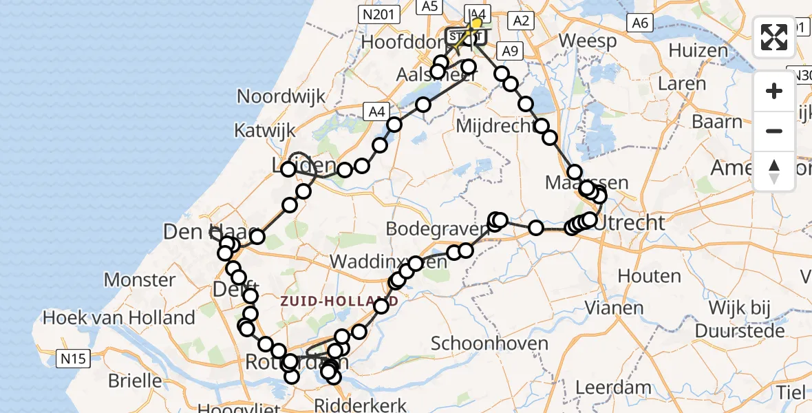 Routekaart van de vlucht: Politieheli naar Schiphol, Westerkimweg