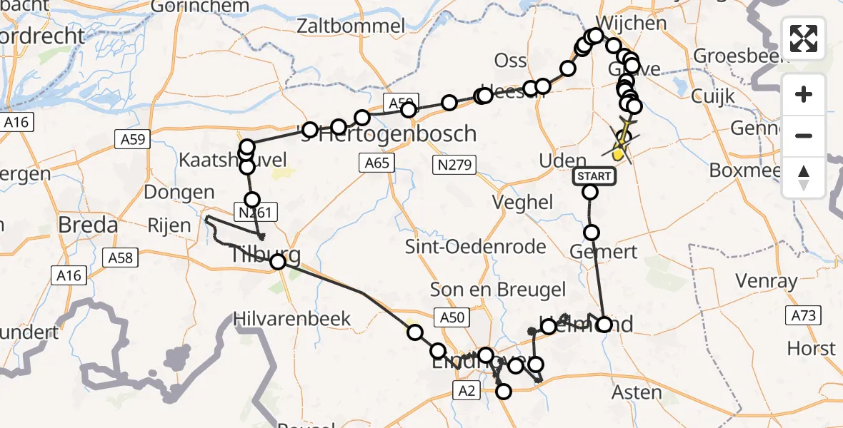 Routekaart van de vlucht: Politieheli naar Zeeland, Zeelandsedijk