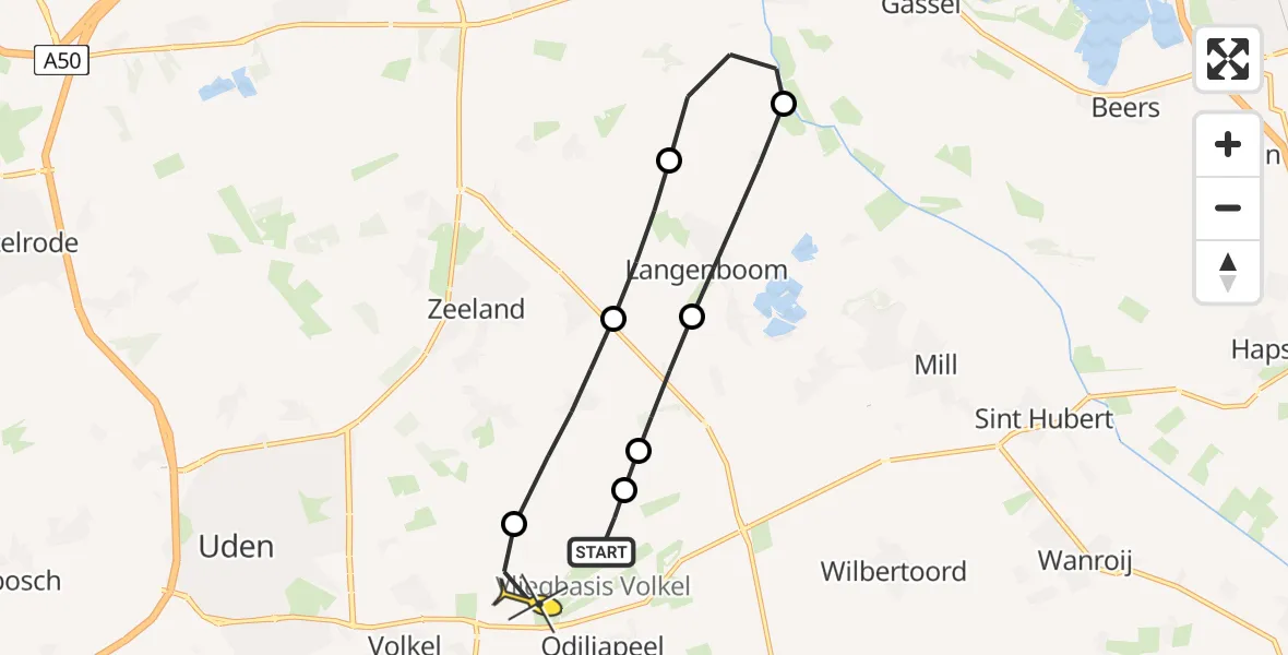 Routekaart van de vlucht: Lifeliner 3 naar Vliegbasis Volkel, Houtvennen