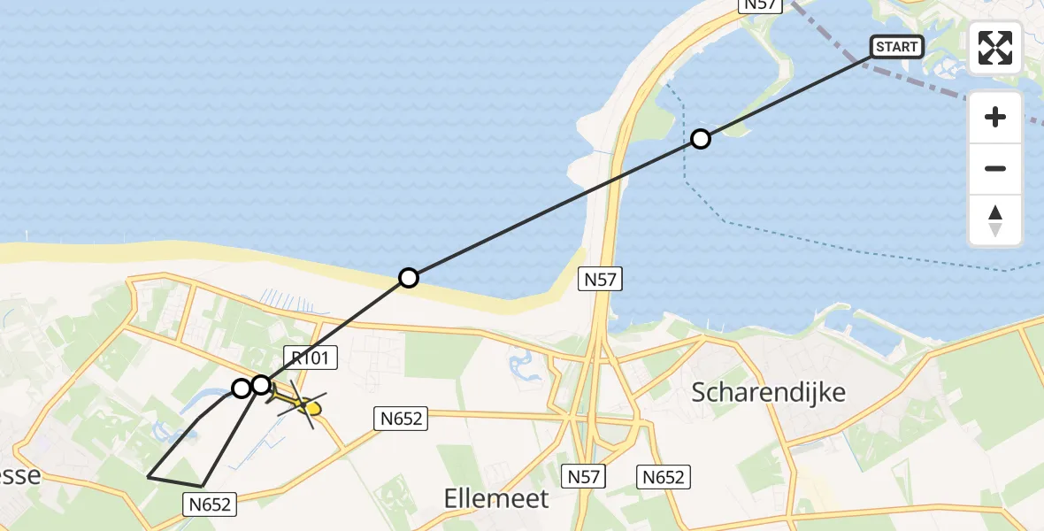 Routekaart van de vlucht: Lifeliner 2 naar Noordwelle, Haven Middelplaat