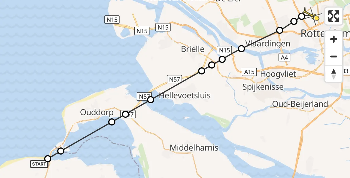 Routekaart van de vlucht: Lifeliner 2 naar Rotterdam The Hague Airport, Rampweg