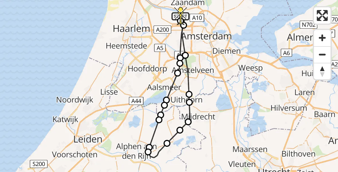 Routekaart van de vlucht: Lifeliner 1 naar Amsterdam Heliport, Westhavenweg