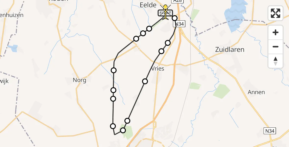 Routekaart van de vlucht: Lifeliner 4 naar Groningen Airport Eelde, Machlaan