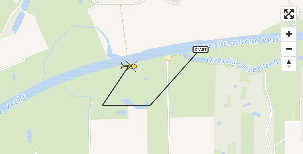 Routekaart van de vlucht: Politiehelikopter naar Dalfsen, Schiphorst