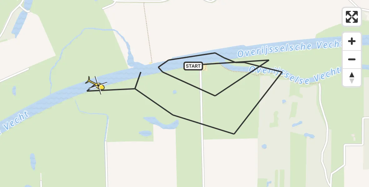 Routekaart van de vlucht: Politiehelikopter naar Dalfsen, Schiphorst