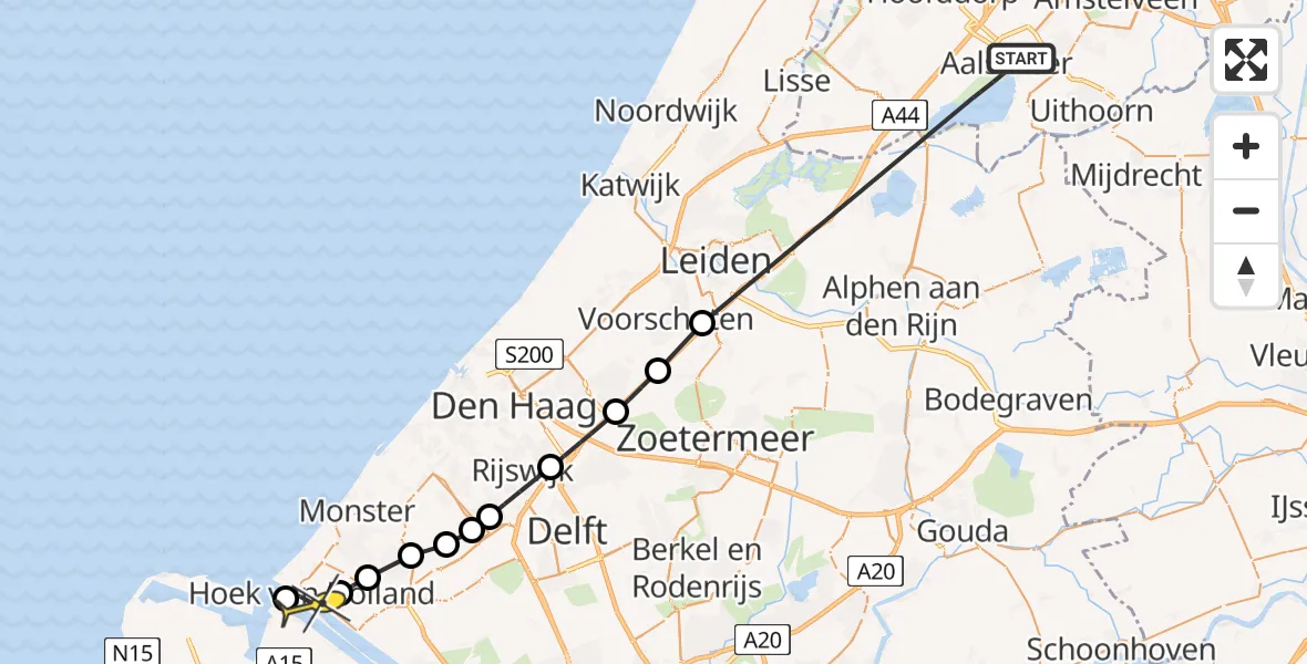 Routekaart van de vlucht: Politiehelikopter naar Europoort, Stommeerweg