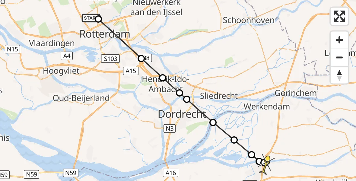 Routekaart van de vlucht: Lifeliner 2 naar Raamsdonksveer, Edsger Dijkstralaan