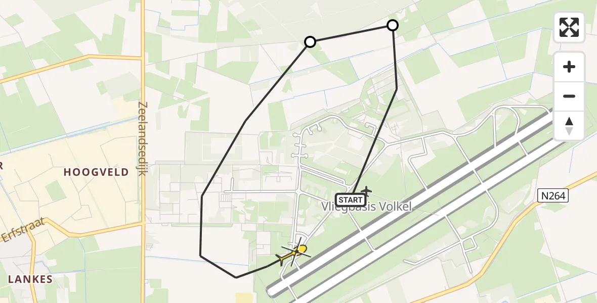 Routekaart van de vlucht: Lifeliner 3 naar Vliegbasis Volkel, Zeelandsedijk