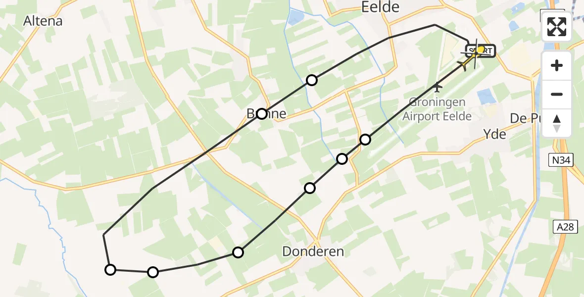 Routekaart van de vlucht: Lifeliner 4 naar Groningen Airport Eelde, Langesteeg