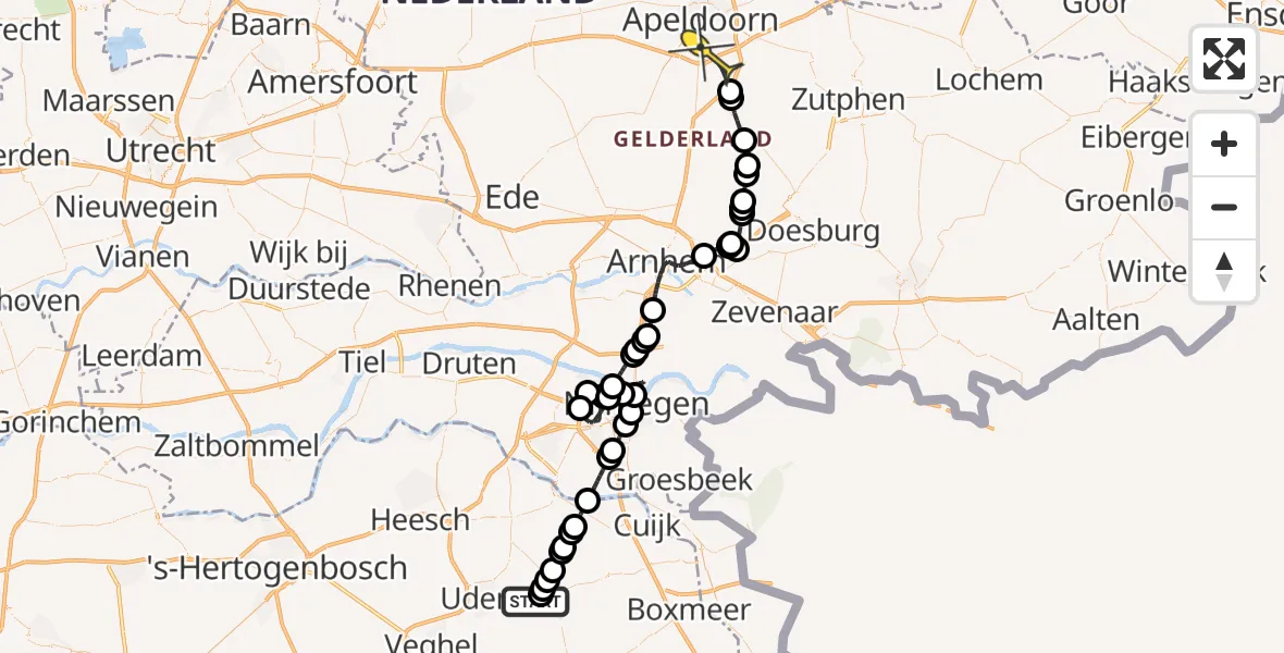 Routekaart van de vlucht: Politieheli naar Apeldoorn, Trentsedijk