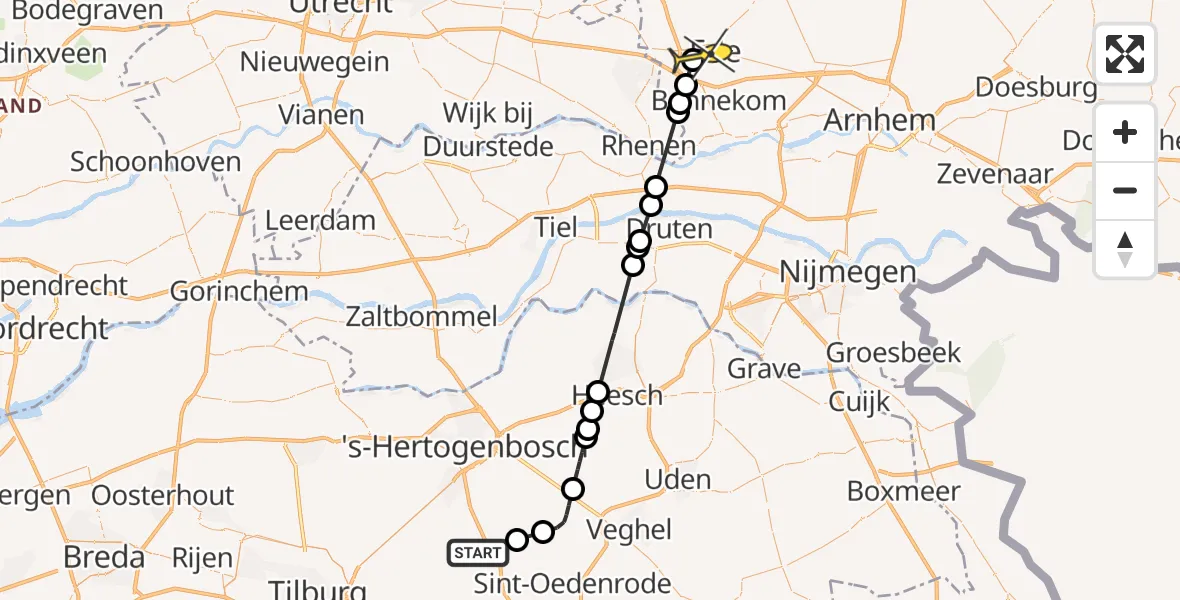 Routekaart van de vlucht: Lifeliner 3 naar Ede, Newtonplein