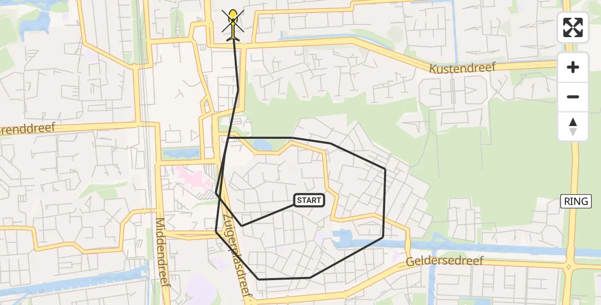 Routekaart van de vlucht: Politiehelikopter naar Lelystad, Wold 12