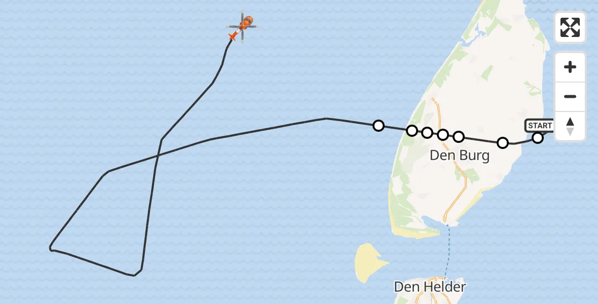 Vluchtroute Kustwachthelikopter Oosterend - , 05 september 2024, 18:19