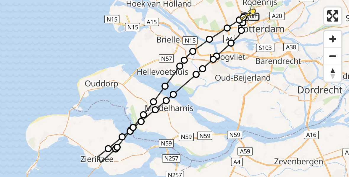 Routekaart van de vlucht: Lifeliner 2 naar Rotterdam The Hague Airport, Linatebaan