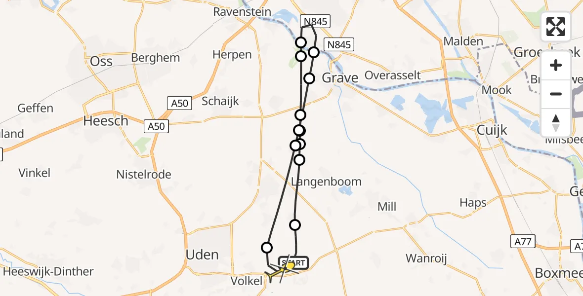 Routekaart van de vlucht: Lifeliner 3 naar Vliegbasis Volkel, Zeelandsedijk