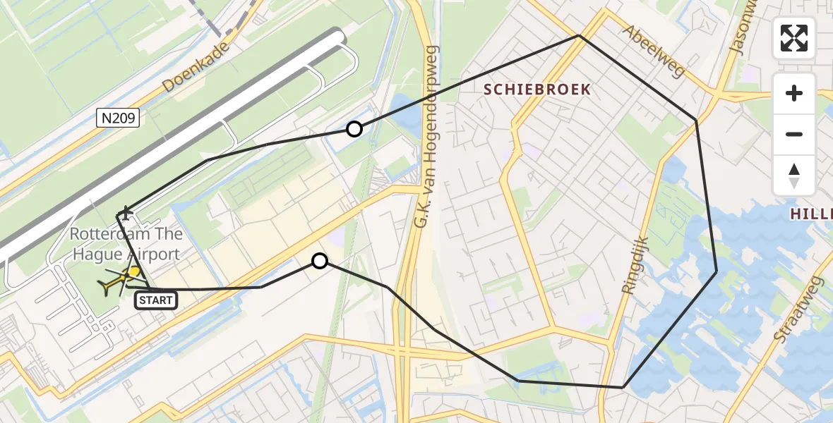 Routekaart van de vlucht: Lifeliner 2 naar Rotterdam The Hague Airport, Bovendijk