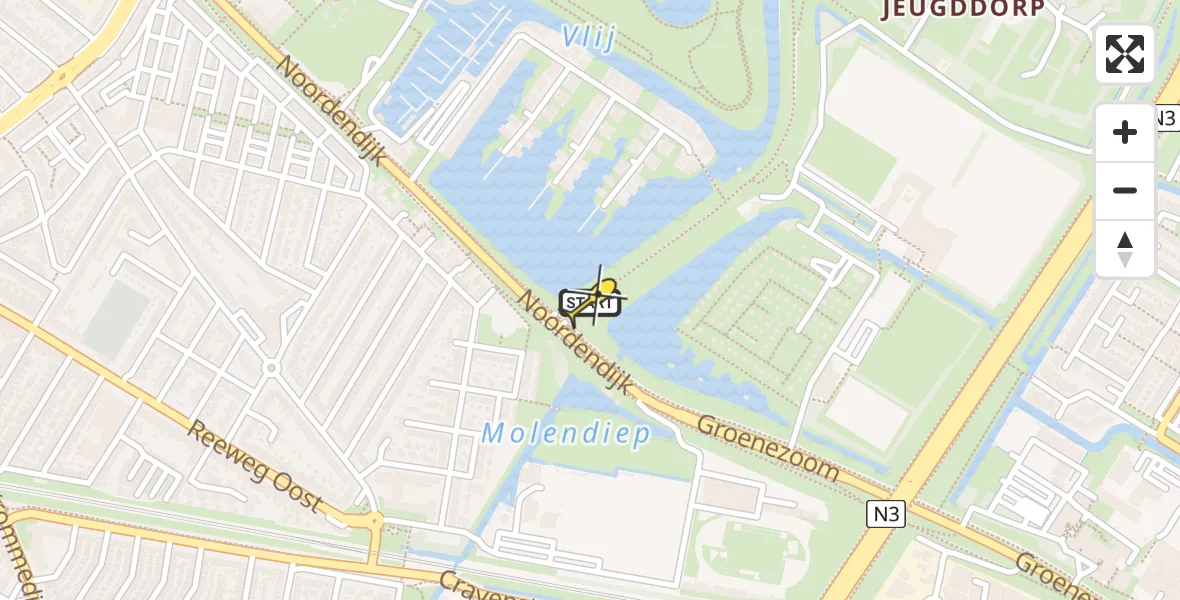 Routekaart van de vlucht: Lifeliner 2 naar Dordrecht, Noordendijk