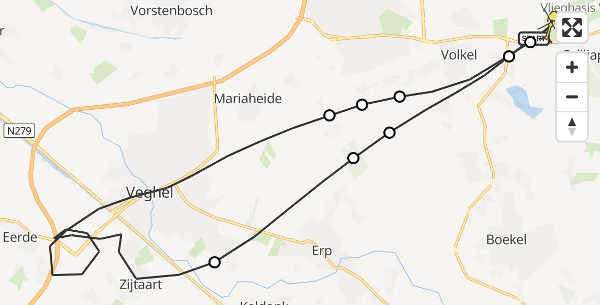 Routekaart van de vlucht: Lifeliner 3 naar Vliegbasis Volkel, Heikantsepad