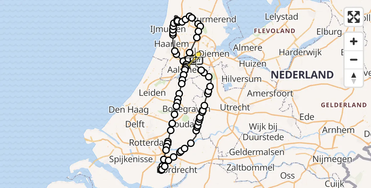 Routekaart van de vlucht: Politieheli naar Schiphol, Kraayveldstraat