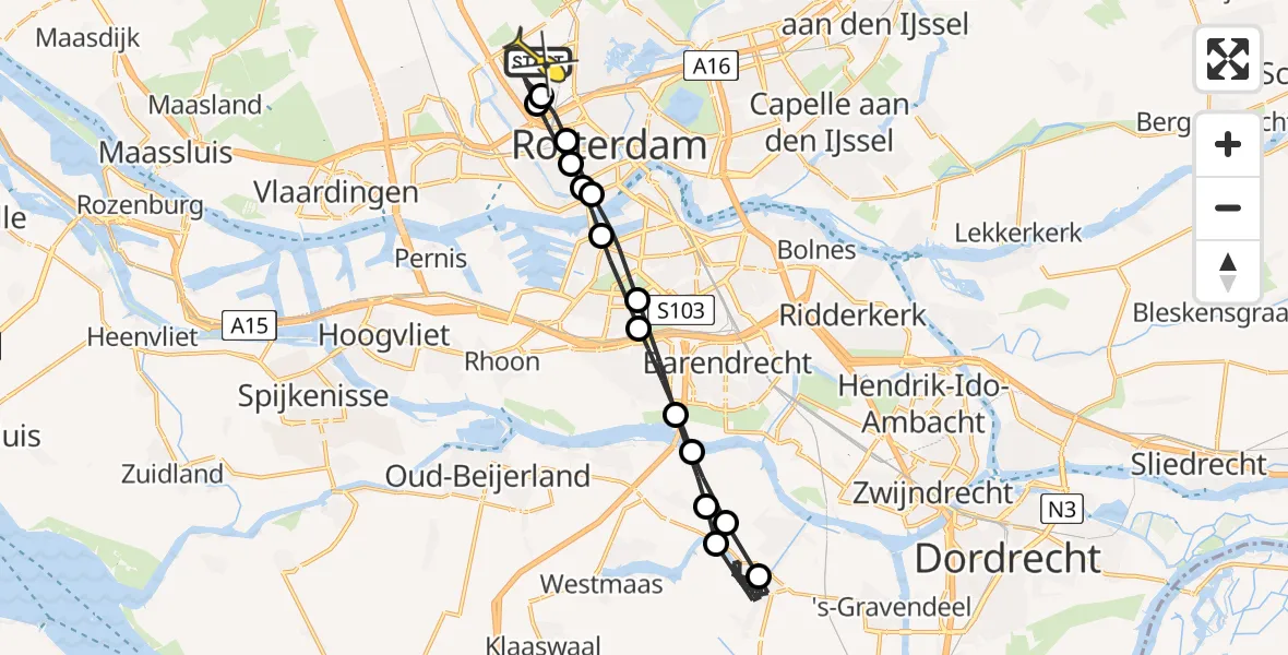 Routekaart van de vlucht: Lifeliner 2 naar Rotterdam The Hague Airport, Tegelplaats