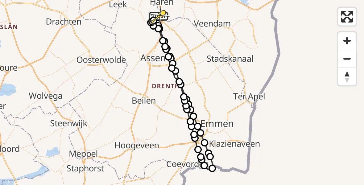 Routekaart van de vlucht: Lifeliner 4 naar Groningen Airport Eelde, Homsteeg