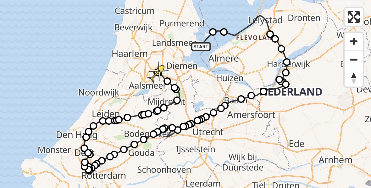 Routekaart van de vlucht: Politieheli naar Schiphol, Loevesteinse Randweg