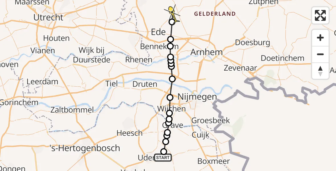 Routekaart van de vlucht: Lifeliner 3 naar Otterlo, Trentsedijk