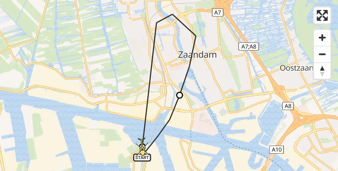 Routekaart van de vlucht: Lifeliner 1 naar Amsterdam Heliport, Pontmeyer