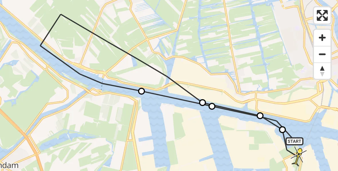 Routekaart van de vlucht: Lifeliner 1 naar Amsterdam Heliport, Daalderweg