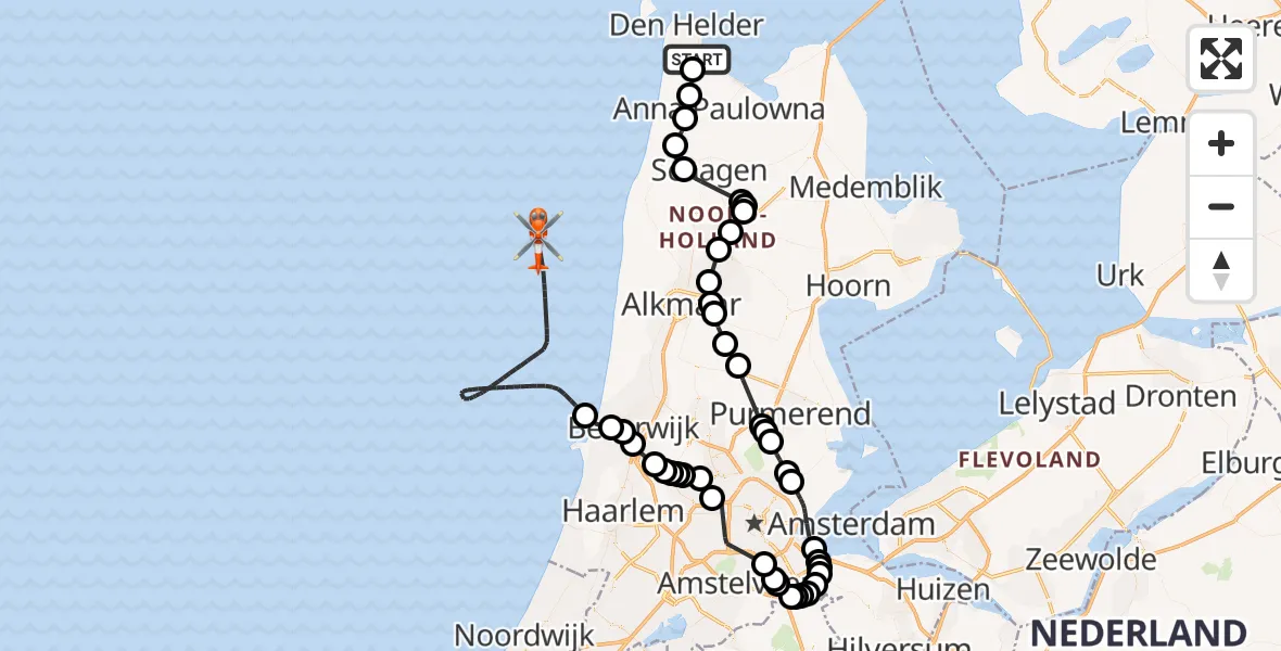 Vluchtroute Kustwachthelikopter Vliegveld De Kooy - , 06 september 2024, 17:37