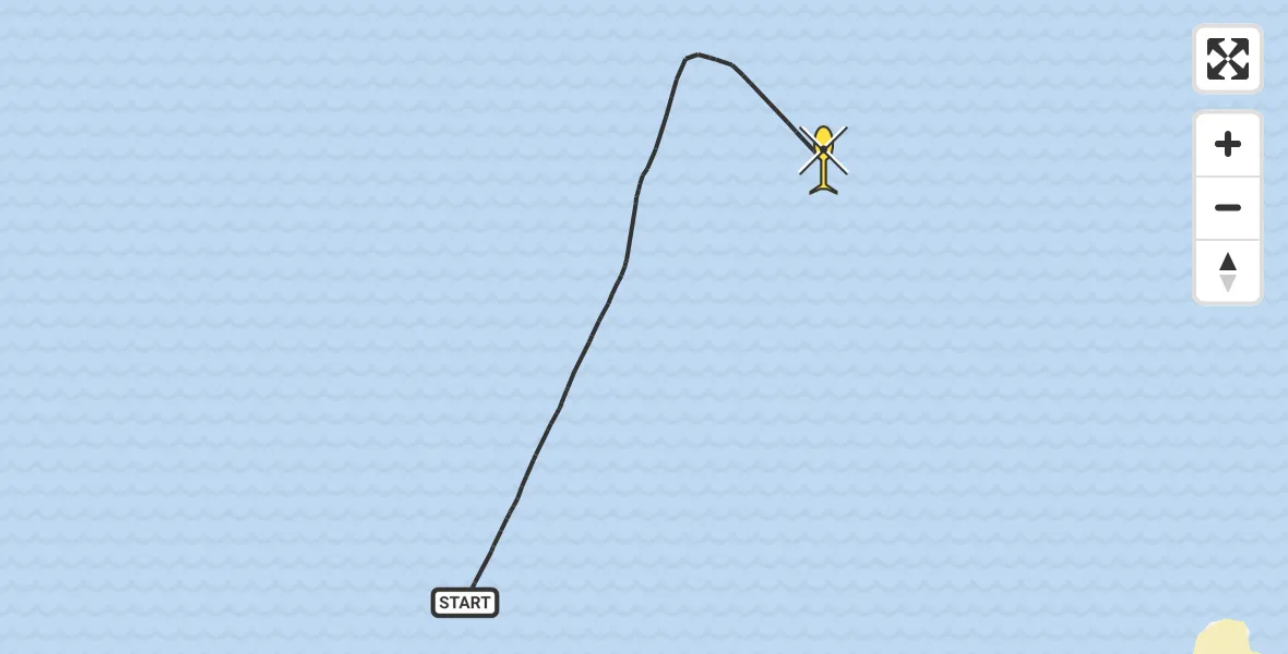 Routekaart van de vlucht: Kustwachthelikopter naar 