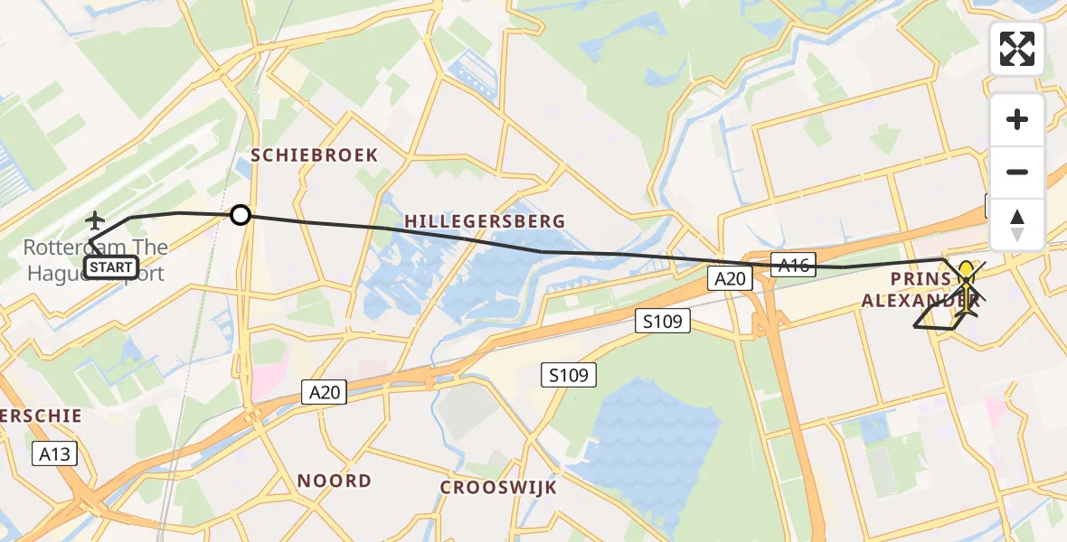 Routekaart van de vlucht: Lifeliner 2 naar Rotterdam, Bovendijk