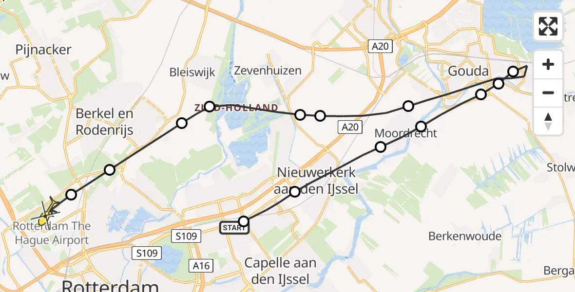 Routekaart van de vlucht: Lifeliner 2 naar Rotterdam The Hague Airport, Ringspoor