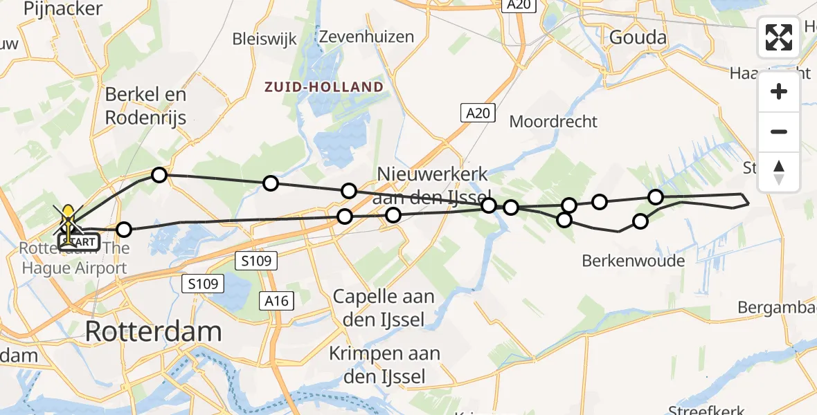 Routekaart van de vlucht: Lifeliner 2 naar Rotterdam The Hague Airport, Woensdrechtstraat