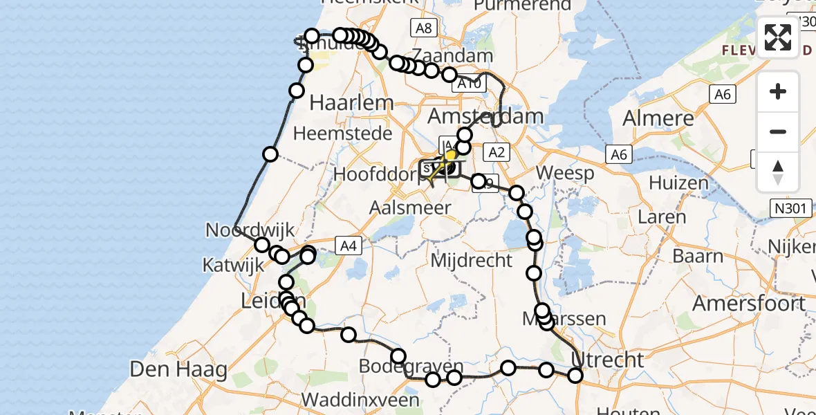 Routekaart van de vlucht: Politieheli naar Schiphol, Westerkimweg