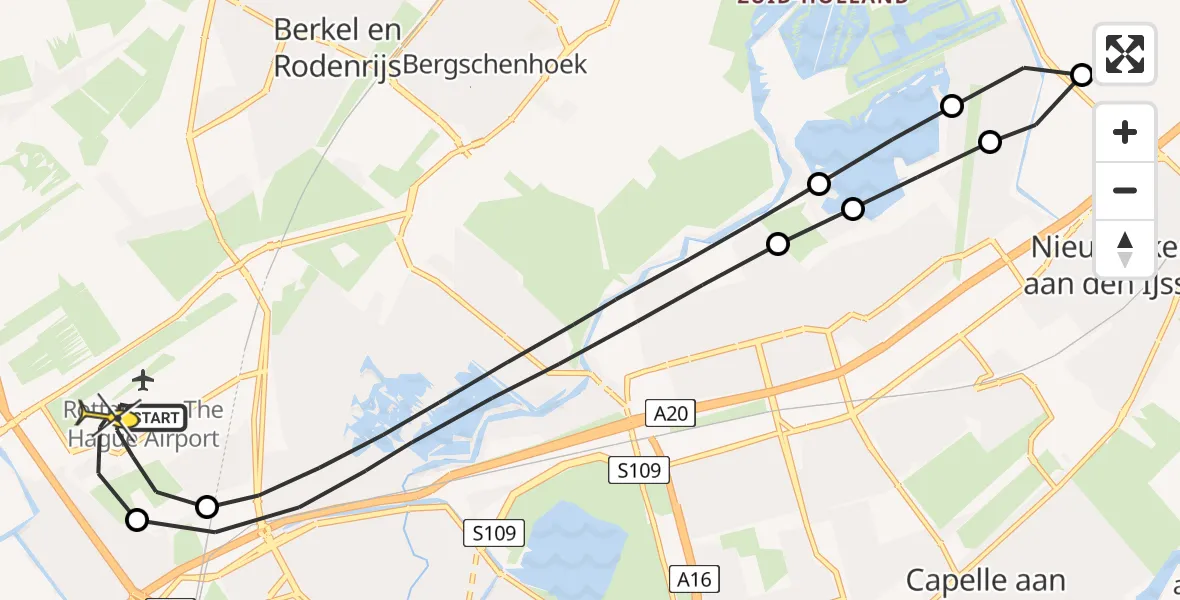 Routekaart van de vlucht: Lifeliner 2 naar Rotterdam The Hague Airport, Ypenburgstraat