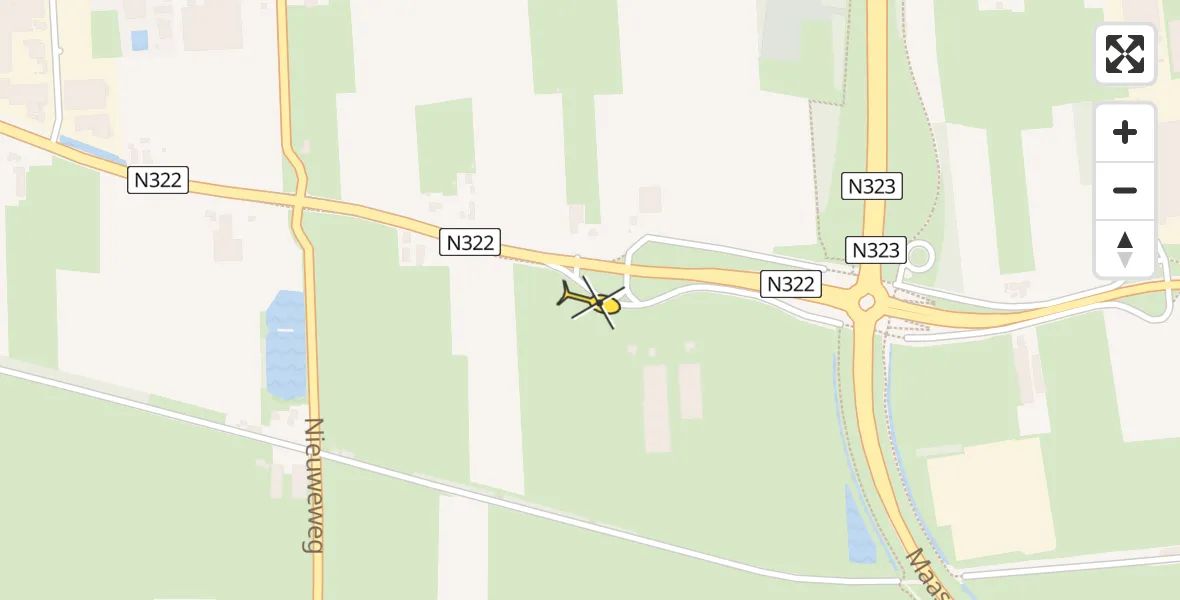 Routekaart van de vlucht: Traumahelikopter naar Wamel