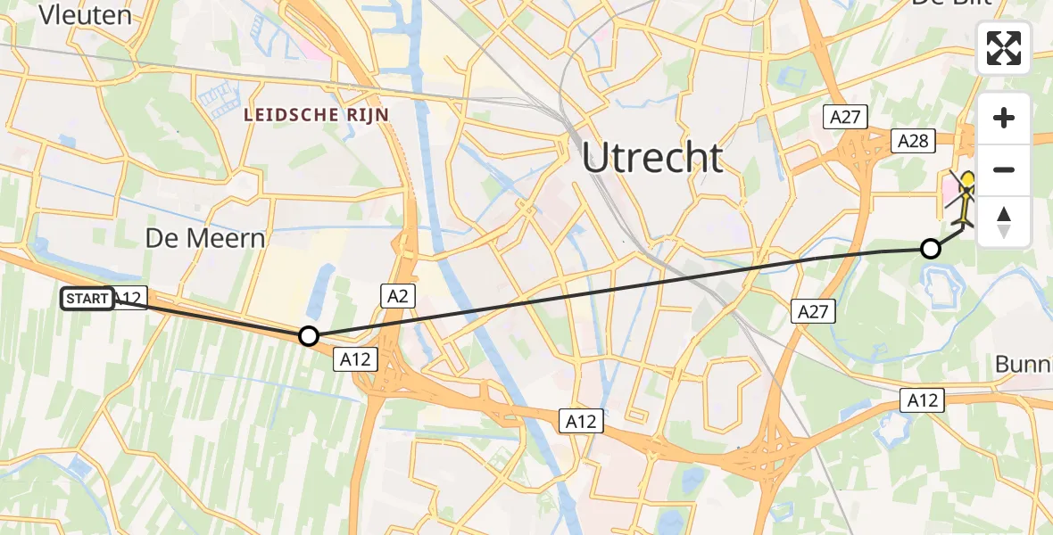 Routekaart van de vlucht: Lifeliner 3 naar Universitair Medisch Centrum Utrecht, Knooppunt Oudenrijn