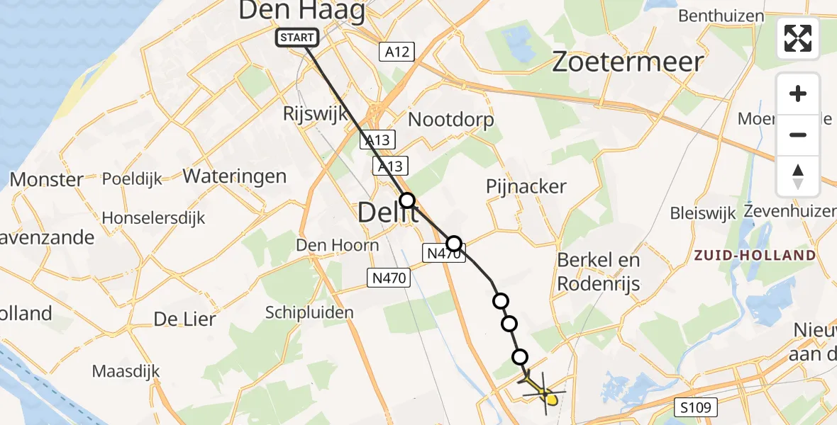 Routekaart van de vlucht: Lifeliner 2 naar Rotterdam The Hague Airport, Verheeskade