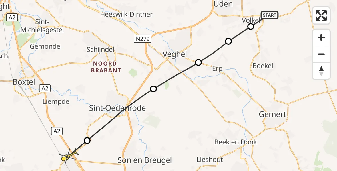 Routekaart van de vlucht: Lifeliner 3 naar Best, Kloosterstraat