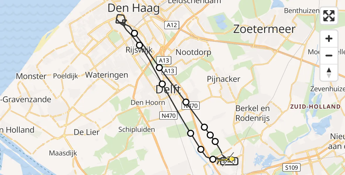 Routekaart van de vlucht: Lifeliner 2 naar Rotterdam The Hague Airport, Malpensabaan