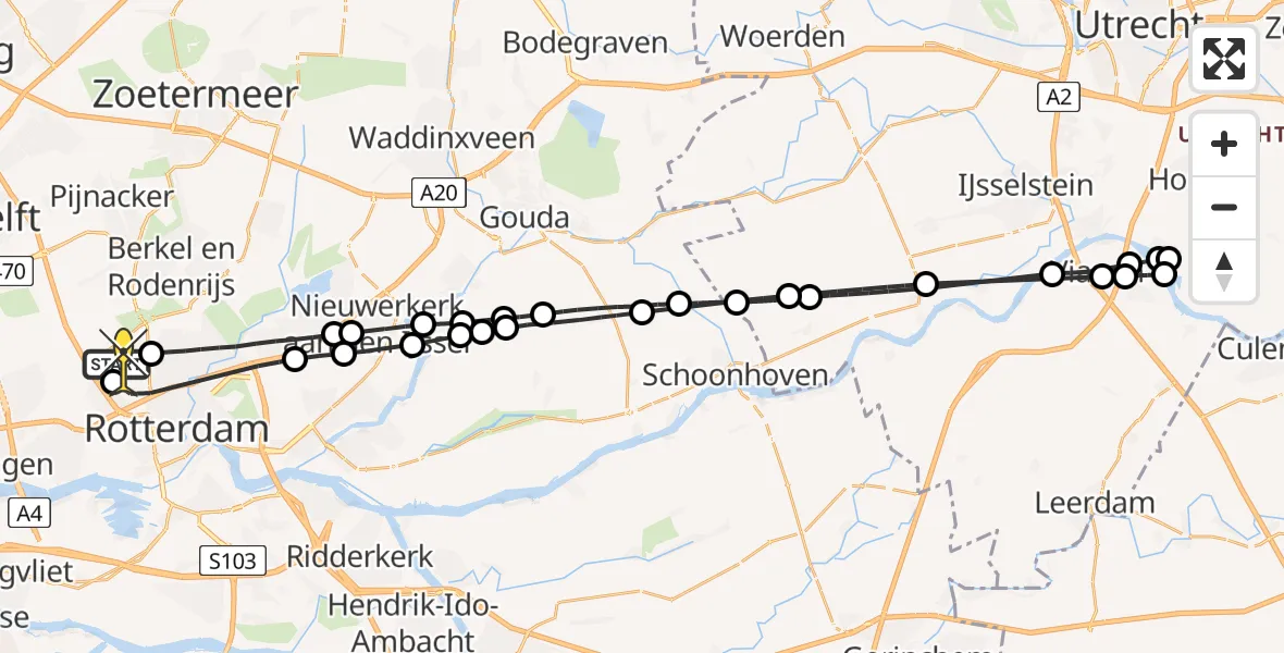 Routekaart van de vlucht: Lifeliner 2 naar Rotterdam The Hague Airport, Woensdrechtstraat