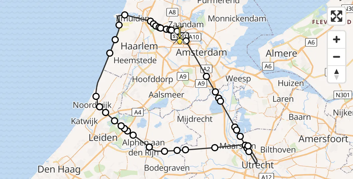 Routekaart van de vlucht: Lifeliner 1 naar Amsterdam Heliport, Westhavenweg