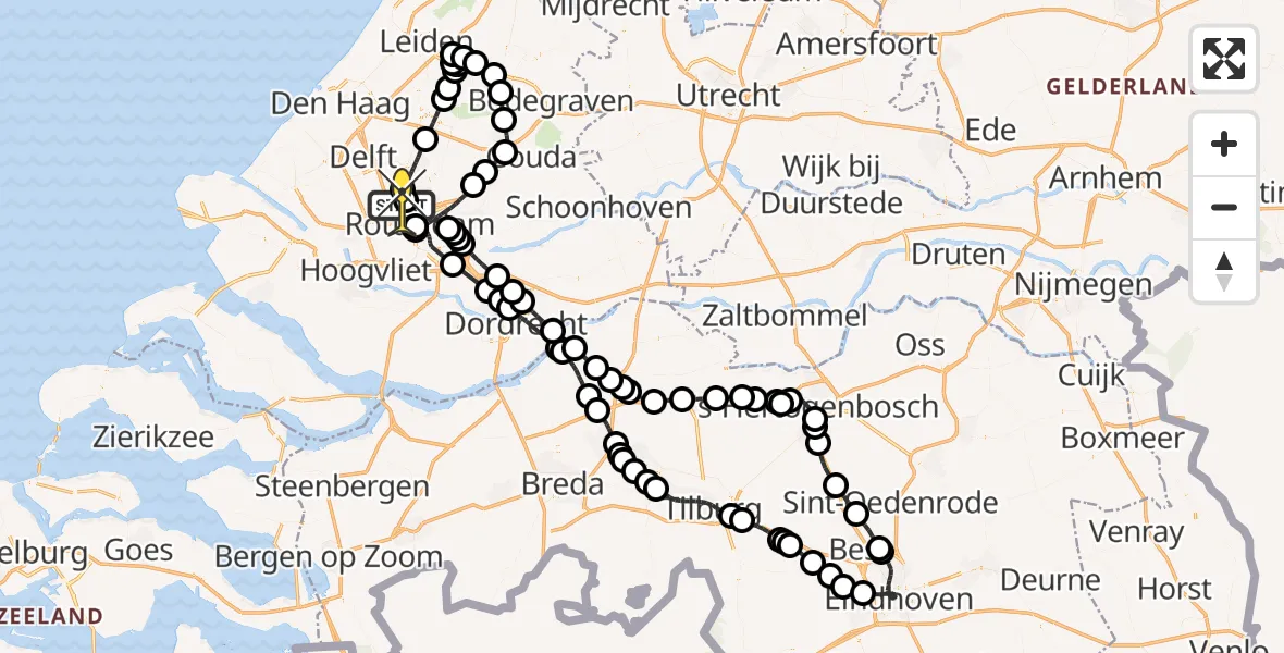 Routekaart van de vlucht: Politieheli naar Rotterdam The Hague Airport, A16 Rotterdam