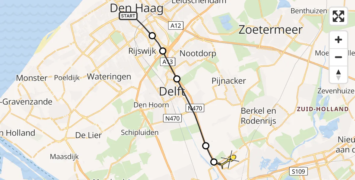 Routekaart van de vlucht: Lifeliner 2 naar Rotterdam The Hague Airport, Waterloostraat