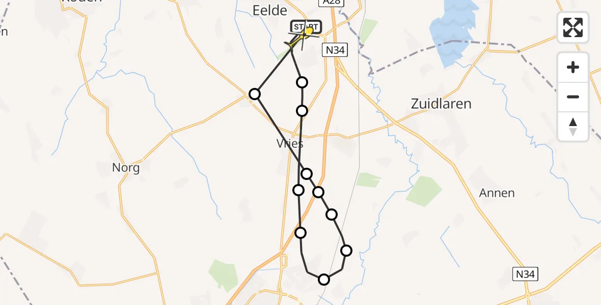 Routekaart van de vlucht: Lifeliner 4 naar Groningen Airport Eelde, Homsteeg