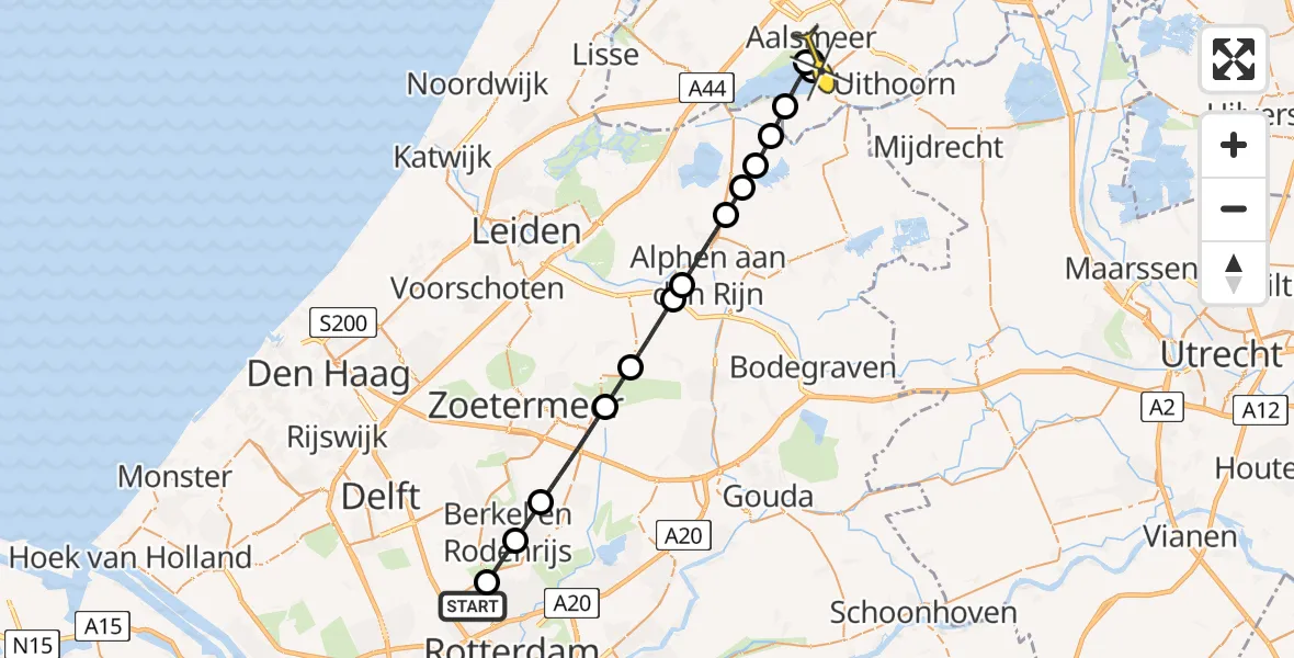 Routekaart van de vlucht: Lifeliner 2 naar Aalsmeer, Bovendijk