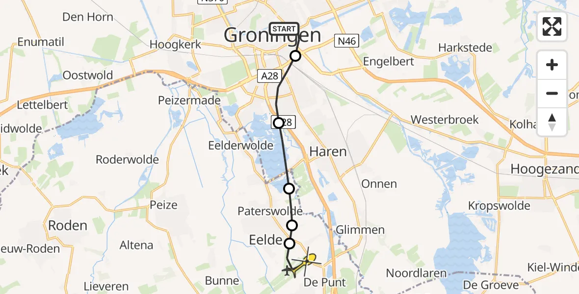 Routekaart van de vlucht: Lifeliner 4 naar Groningen Airport Eelde, Sontweg