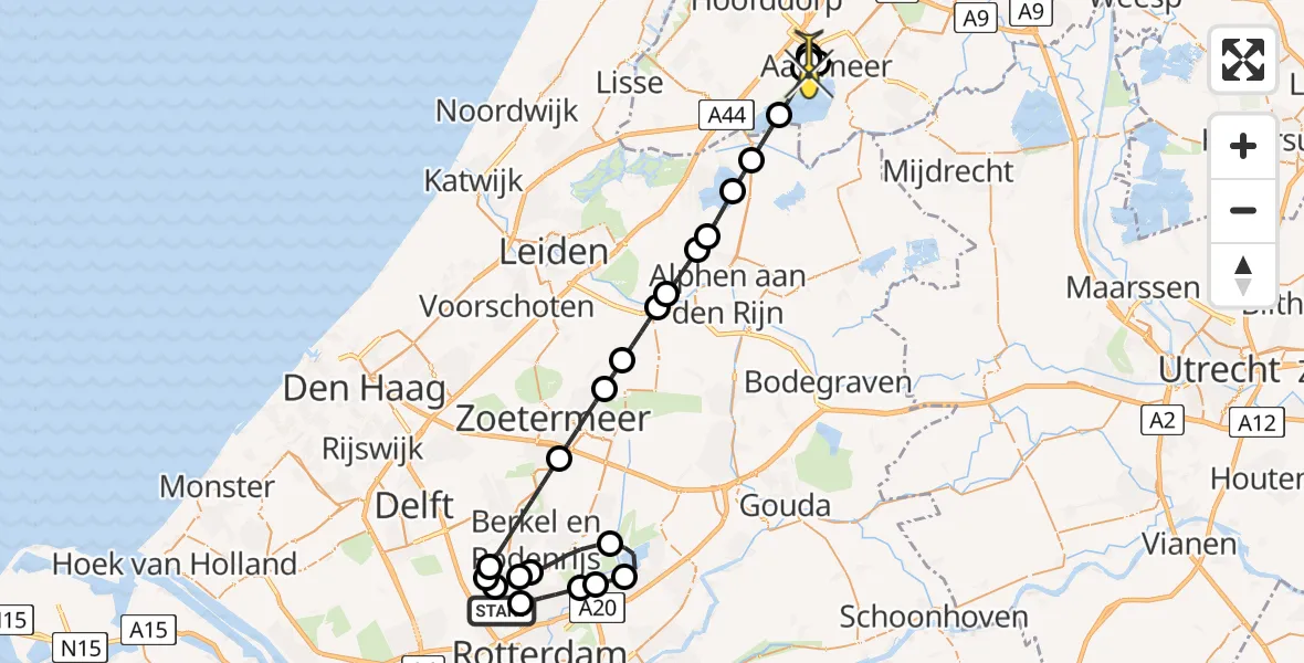 Routekaart van de vlucht: Lifeliner 2 naar Aalsmeerderbrug, Bovendijk